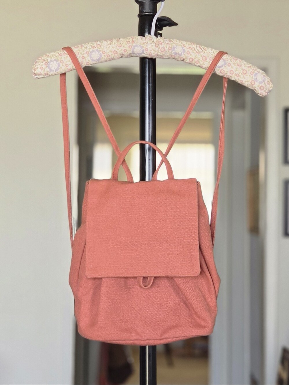 BAGGU Canvas Mini Backpack - Terracotta Coral Pink